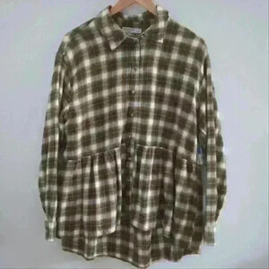 ARIZONA  JEAN CO. | Women's Olive/White/Tan Plaid Flannel Button Up Shirt